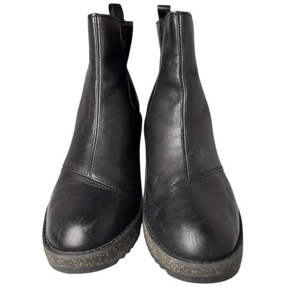 Aetrex Dawn Ankle Wedge Boots Leather & Suede Black Leather Sz 38 EU 7.5-8 US EC - Picture 9 of 11